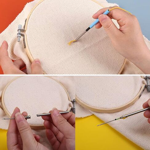 مجموعة إبر ثقب 15 قطعة: أقلام تطريز YIDM للخياطة بإبرة تطريز مع خيط إبرة أداة إبرة لكمة قابلة للتعديل للمبتدئين في الخياطة المتقاطعة in Kuwait