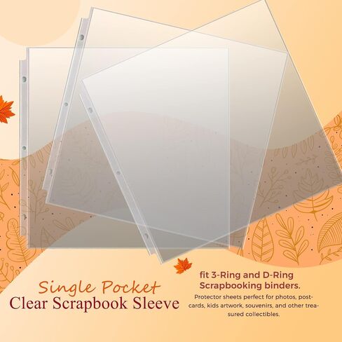 50 Pack of Scrapbook Refill Pages, 12.25" X 12.25" Clear Sheet Protectors for 3 Ring Binder, Plastic Sheet Sleeves, Top Loading Paper Protector, Archival Safe for Documents and Photo in Saudi Arabia