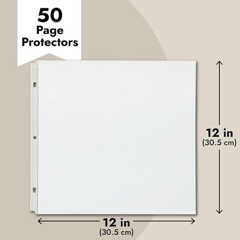 50-Pack 12x12 Scrapbook Refill Pages, Protective Sleeves, Page Protectors for Memory Books, Hole Punched, Durable Plastic Material (Clear, 0.16 mm Thick) Bulk Pack in Saudi Arabia