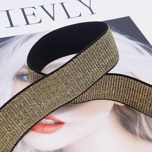 Paictheix Elastic Bands 4CM Wide Soft Black Metallic Elastic Ribbon for Sewing Waistband Headband and Crafting Trim (5 Yards Length 4CM Width, Black) in Kuwait