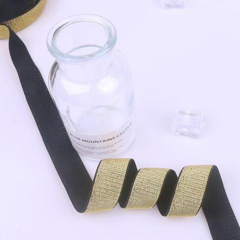 Paictheix Elastic Bands 4CM Wide Soft Black Metallic Elastic Ribbon for Sewing Waistband Headband and Crafting Trim (5 Yards Length 4CM Width, Black) in Kuwait