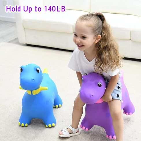 Bouncy Horse Animals for Toddlers 1-3 Dinosaur Hopping Toys for Kids Inflatable Toddler Bounce Toys Ride On Animal Hopper Toys with Pump (Blue) in Kuwait