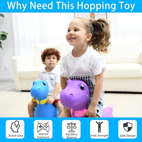 Bouncy Horse Animals for Toddlers 1-3 Dinosaur Hopping Toys for Kids Inflatable Toddler Bounce Toys Ride On Animal Hopper Toys with Pump (Blue) in Kuwait