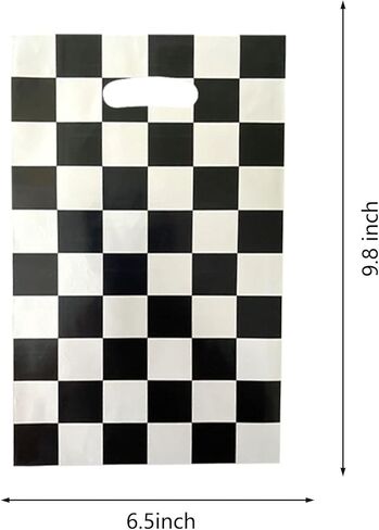 30 عبوة من حقائب هدايا حفلات السيارات سباق، أكياس هدايا على شكل متسابق باللون الأبيض والأسود بتصميم مربعات متداخلة هدايا الحفلات ديكورات الحفلات للأطفال وسباق السيارات هدايا حفلات أعياد الميلاد in Kuwait