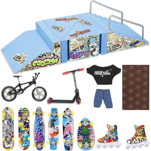 لوح تزلج 6 في 1 هوهيبي من بي سي واي، مجموعة منحدر لوح تزلج مع 6 الواح اصابع، سكوتر اصابع، دراجة اصبع، ملابس اصبع، حذاء تزلج وحصيرة، العاب لوح تزلج هدية عيد الميلاد للاطفال in Kuwait