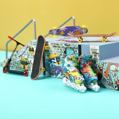 لوح تزلج 6 في 1 هوهيبي من بي سي واي، مجموعة منحدر لوح تزلج مع 6 الواح اصابع، سكوتر اصابع، دراجة اصبع، ملابس اصبع، حذاء تزلج وحصيرة، العاب لوح تزلج هدية عيد الميلاد للاطفال in Kuwait