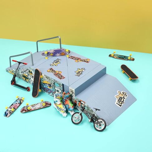 لوح تزلج 6 في 1 هوهيبي من بي سي واي، مجموعة منحدر لوح تزلج مع 6 الواح اصابع، سكوتر اصابع، دراجة اصبع، ملابس اصبع، حذاء تزلج وحصيرة، العاب لوح تزلج هدية عيد الميلاد للاطفال in Kuwait