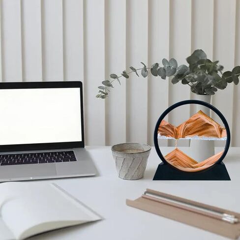 hyugf تتحرك الرمال الفن صورة ديكور المحيط، 3d البحر الرملي العميق الحركة السائلة، جولة إطار زجاجي عرض الرمال المتدفقة هدية الاسترخاء للأطفال البالغين مكتب العمل المنزلي لعبة الديكور سطح المكتب (الأزرق، 7 ") in Kuwait