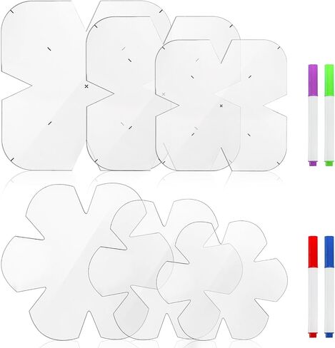 Suwimut 6 Pieces Bowl Cozy Template, 3 Sizes 8/10/12 Inch Clear Acrylic Bowl Wrap Sewing Pattern Template with 4 Pieces Water Soluble Pen for Crafts, Bowl Batting Quilting Template Cut on Fold Stencil in Saudi Arabia