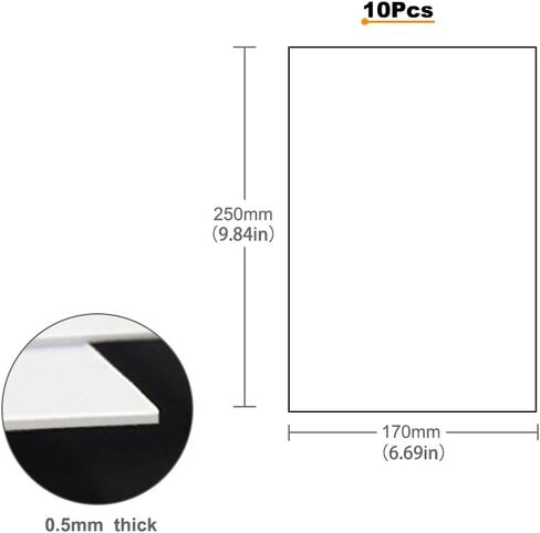 ABS1705 10pcs 0.5mm Thickness 170mm x 250mm White Polystyrene Sheets 9.84'' x 6.69'' ABS Styrene Sheets for Model Train Layout (0.5mm-10pcs) in Kuwait