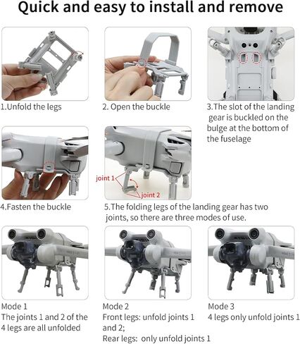 Hanatora Extension Landing Gear for DJI Mini 3 Pro and Mini 3 Drone, Foldable Extender Legs Feet Accessories in Saudi Arabia