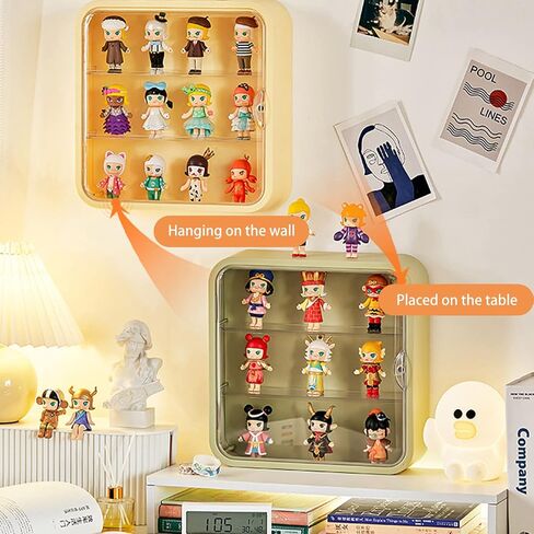 Wall Mount Display Case for Figures - Space Saving & Adjustable Acrylic Storage Box with Magnetic Door, Dustproof & Moisture Proof for Lego Pop Mart Action Figures in Kuwait