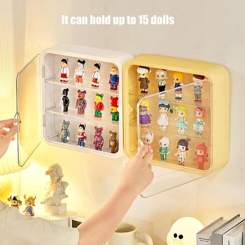 Wall Mount Display Case for Figures - Space Saving & Adjustable Acrylic Storage Box with Magnetic Door, Dustproof & Moisture Proof for Lego Pop Mart Action Figures in Kuwait