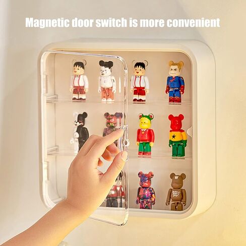 Wall Mount Display Case for Figures - Space Saving & Adjustable Acrylic Storage Box with Magnetic Door, Dustproof & Moisture Proof for Lego Pop Mart Action Figures in Kuwait