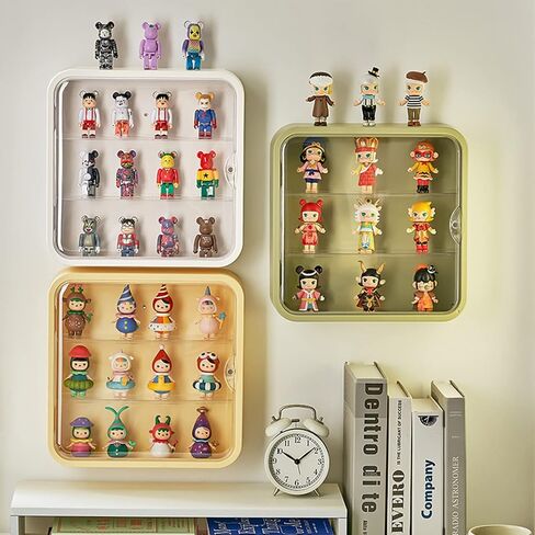Wall Mount Display Case for Figures - Space Saving & Adjustable Acrylic Storage Box with Magnetic Door, Dustproof & Moisture Proof for Lego Pop Mart Action Figures in Kuwait