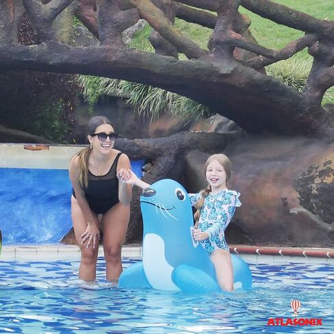 عوامة حمام سباحة أسد البحر قابلة للنفخ من أتلاسونيكس - طوف عائم صيفي للأطفال، طوف حمام سباحة كبير - عوامة منفوخة، آمنة ومستقرة ومتينة للبحيرة والشاطئ وحفلات حمام السباحة للأعمار من 3 إلى 8 سنوات in Kuwait