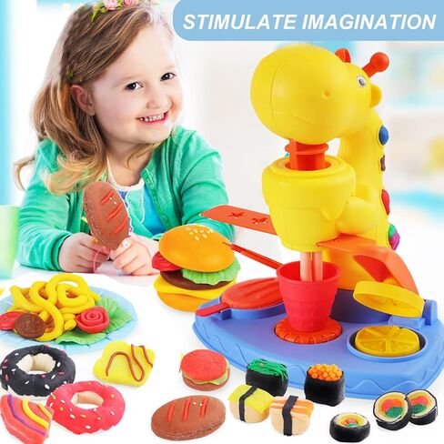 لعب العجين للأطفال، عزيزي دير 43 قطعة من صانعة الآيس كريم للأطفال مجموعات عجينة البرجر وإبداعات المطبخ وأدوات العجين للعب مع 24 عجينة طين، 3 4 6 8 سنوات هدية عيد ميلاد للأولاد والبنات in Kuwait