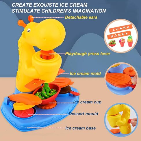 لعب العجين للأطفال، عزيزي دير 43 قطعة من صانعة الآيس كريم للأطفال مجموعات عجينة البرجر وإبداعات المطبخ وأدوات العجين للعب مع 24 عجينة طين، 3 4 6 8 سنوات هدية عيد ميلاد للأولاد والبنات in Kuwait