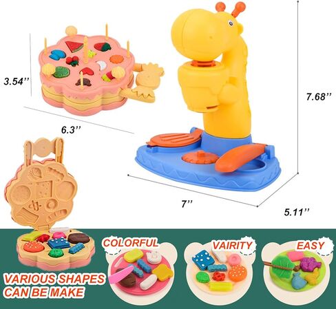 لعب العجين للأطفال، عزيزي دير 43 قطعة من صانعة الآيس كريم للأطفال مجموعات عجينة البرجر وإبداعات المطبخ وأدوات العجين للعب مع 24 عجينة طين، 3 4 6 8 سنوات هدية عيد ميلاد للأولاد والبنات in Kuwait