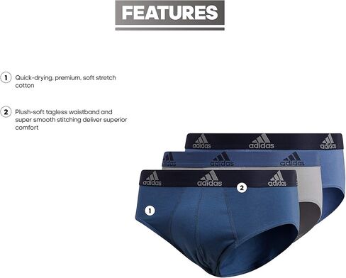 adidas Men's Stretch Cotton Brief Underwear (3-Pack) in Kuwait