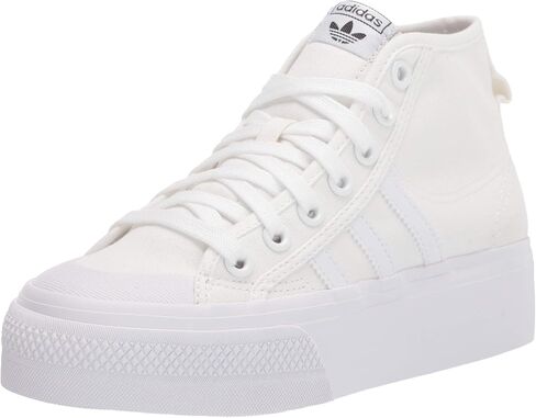 adidas Originals womens Nizza Platform Mid Sneaker, White/White/White, 8.5 US in Kuwait