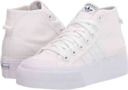 adidas Originals womens Nizza Platform Mid Sneaker, White/White/White, 8.5 US in Kuwait