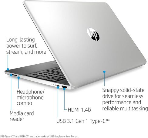 HP 15-Inch HD Touchscreen Laptop, 10th Gen Intel Core i3-1005G1, 4 GB SDRAM, 128 GB Solid-State Drive, Windows 10 Home in S Mode (15-dy1010nr, Natural Silver), 15-15.99 inches in Saudi Arabia