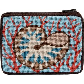 Shell and Coral Needlepoint Coin Purse Kit- Stitch & Zip in Saudi Arabia