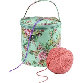 Coopay Small Yarn Storage Bag, Mini Knitting Bag Yarns Drum Case for Carry Yarn Ball, Crochet Kits, Knitting Supplies and Sewing Accessories, for Beginner, Crocheter and Crafter, Blue