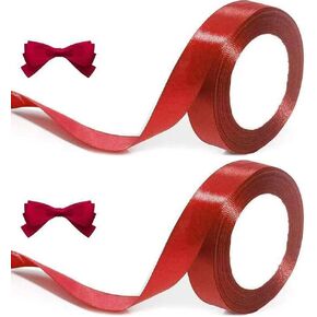 2 Rolls Satin Ribbon 1 Inch x 50 Yards Fabric Satin Ribbon for Gift Wrapping, Crafts, Hair Bows Making, Wreath, Wedding Party Decoration and More (Burgundy)