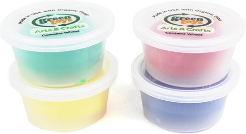 Green Toys Dough, Assorted 4-Pack - Multi-Color Creative Arts & Crafts Activity Kids Toy Set. No BPA, phthalates, PVC. Organic Dough, Made in The USA. in Saudi Arabia
