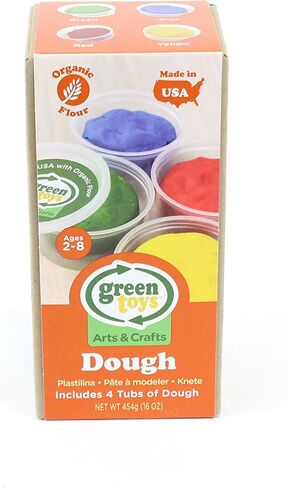 Green Toys Dough, Assorted 4-Pack - Multi-Color Creative Arts & Crafts Activity Kids Toy Set. No BPA, phthalates, PVC. Organic Dough, Made in The USA. in Saudi Arabia