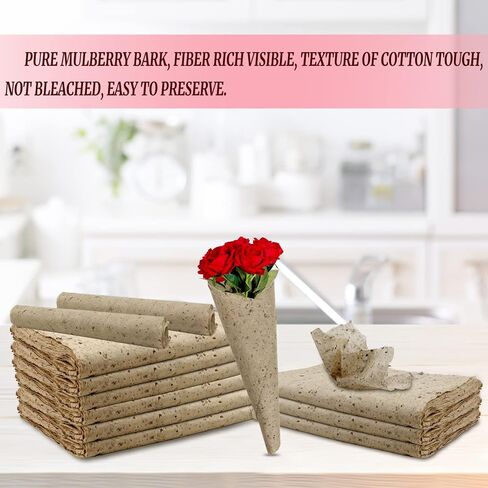 50 قطعة من ورق التوت الطبيعي المصنوع يدويًا من Vmiapxo، أوراق قصاصات ورقية تزيينية عتيقة لكتابة اللوحة Decoupage، مقاس 38.1 سم × 27.94 سم in Kuwait