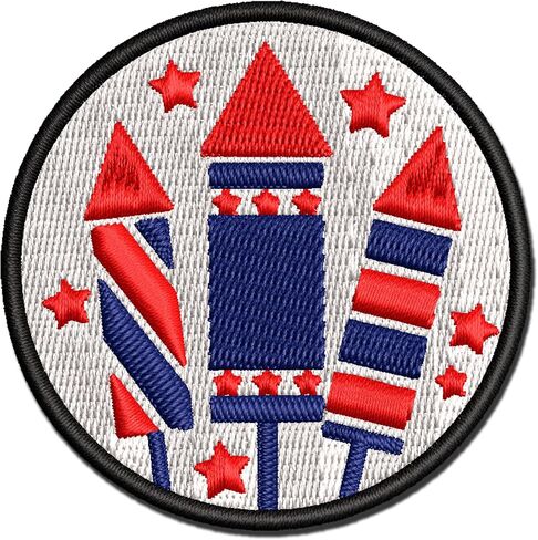 July 4th Independence Day Fireworks Patriotic USA Multi-Color Embroidered Hook & Loop Patch Applique - Small 2.5 Inch in Saudi Arabia