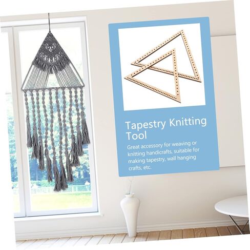 MAGICLULU 2pcs Tapestry Weaving Tools Woven Tapestry Braid Tool Knitting Loom Dream Catcher Hoops Triangle Dream Catcher Frame Wooden Weaving Loom Frame Handmade Tapestry Supply Wooden Khaki in Saudi Arabia