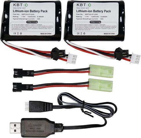KBT RC Car Lithium Battery: 3.7V 800mAh Rechargeable Li-ion Battery with SM -2P Plug & Charging Cable for RC Cars -2 Pack in Saudi Arabia