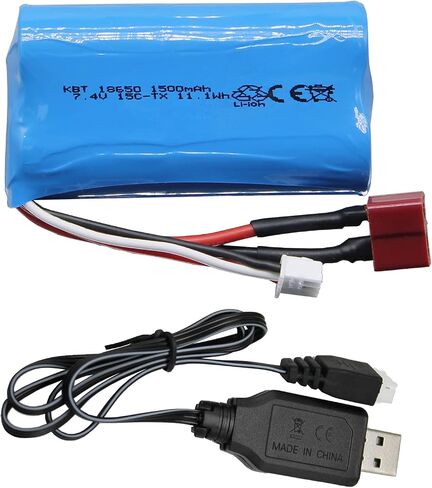 KBT RC Car Lithium Battery: 3.7V 800mAh Rechargeable Li-ion Battery with SM -2P Plug & Charging Cable for RC Cars -2 Pack in Saudi Arabia