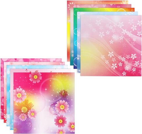 Cyodoos 100 Sheets Colorful Flower Origami Paper Kit 6x6 Inch 12 Vivid Colors Double Sided Printed Traditional Patterns Square for Arts Crafts Projects in Kuwait