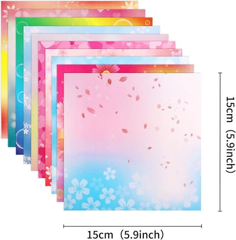 Cyodoos 100 Sheets Colorful Flower Origami Paper Kit 6x6 Inch 12 Vivid Colors Double Sided Printed Traditional Patterns Square for Arts Crafts Projects in Kuwait