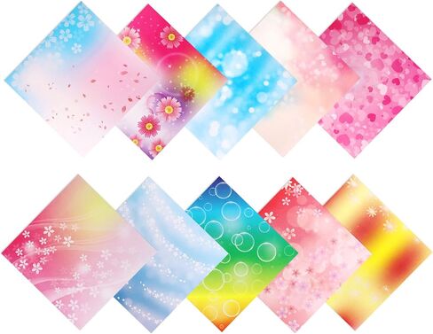 Cyodoos 100 Sheets Colorful Flower Origami Paper Kit 6x6 Inch 12 Vivid Colors Double Sided Printed Traditional Patterns Square for Arts Crafts Projects in Kuwait