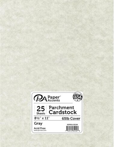 PA Paper Accents Parchment Cardstock 8.5" x 11" Gray, 65lb Colored cardstock Paper for Card Making, Scrapbooking, Printing, Quilling and Crafts, 25 Piece Pack in Saudi Arabia