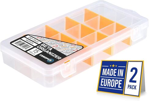 CANOPUS 9-Grid Clear Plastic Compartment Box with Adjustable Dividers, Small Parts Storage and Organizer Case for Craft, Jewelry, Beads, Tiny Tools and Parts, (2 Set), 5.5 x 4.0 x 1.2 inch, Clear in Saudi Arabia