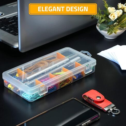 CANOPUS 9-Grid Clear Plastic Compartment Box with Adjustable Dividers, Small Parts Storage and Organizer Case for Craft, Jewelry, Beads, Tiny Tools and Parts, (2 Set), 5.5 x 4.0 x 1.2 inch, Clear in Saudi Arabia