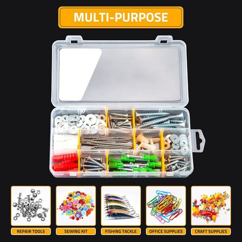 CANOPUS 9-Grid Clear Plastic Compartment Box with Adjustable Dividers, Small Parts Storage and Organizer Case for Craft, Jewelry, Beads, Tiny Tools and Parts, (2 Set), 5.5 x 4.0 x 1.2 inch, Clear in Saudi Arabia