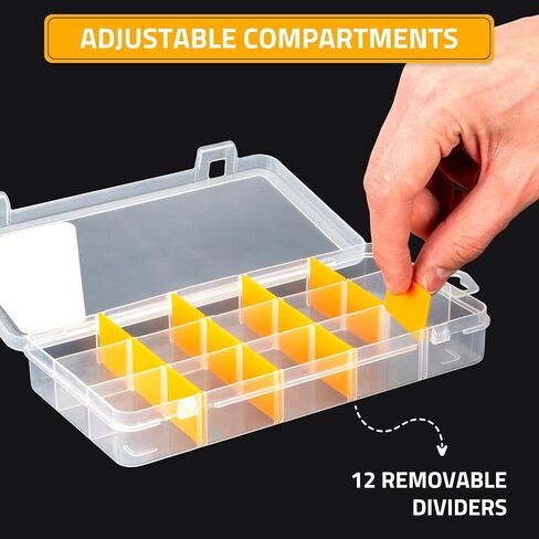 CANOPUS 9-Grid Clear Plastic Compartment Box with Adjustable Dividers, Small Parts Storage and Organizer Case for Craft, Jewelry, Beads, Tiny Tools and Parts, (2 Set), 5.5 x 4.0 x 1.2 inch, Clear in Saudi Arabia