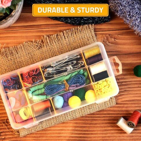 CANOPUS 9-Grid Clear Plastic Compartment Box with Adjustable Dividers, Small Parts Storage and Organizer Case for Craft, Jewelry, Beads, Tiny Tools and Parts, (2 Set), 5.5 x 4.0 x 1.2 inch, Clear in Saudi Arabia