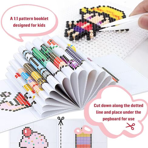 QUEFE Fuse Beads Kit of 72 Assorted Colors, 15000 5mm Beads Craft Kit Including Pegboard, Melting Beads, Ironing Paper, Tweezers & Colorful Hooks, Great Creative Arts and Crafts Set for Girls in Kuwait
