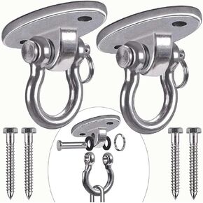 BeneLabel 2Pcs Removable and Easy to Connect Stainless Steel Heavy Duty Swing Hangers, Swing Hooks, Swing Yoga Hammock Chair Sandbag, Swing Sets, 4 Expansion Bolts, 2000 LB Capacity in Kuwait