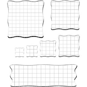 7 Pcs Acrylic Stamping Blocks Decorative Stamp Blocks, Clear Stamp Blocks with Grid and Grip,Rectangle Stamping Block Set for Craft,DIY,Scrapbooking