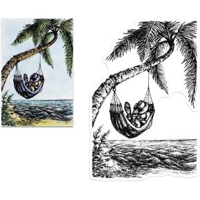 Coconut Tree Clear Stamps for Card Making, Summer Plam Tree Transparent Rubber Stamps for Bullet Journal DIY Scrapbook Decoration Handmade Crafts Notebook